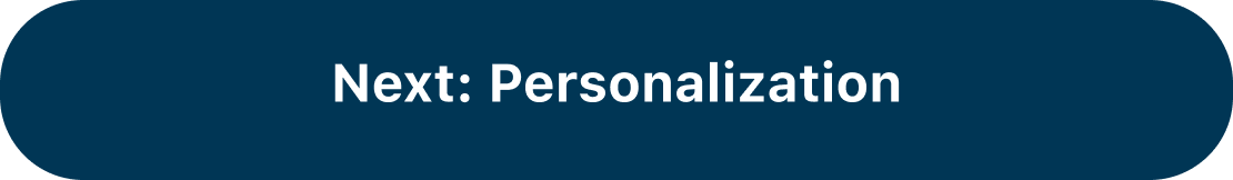 Onboarding button labeled Next Personalization