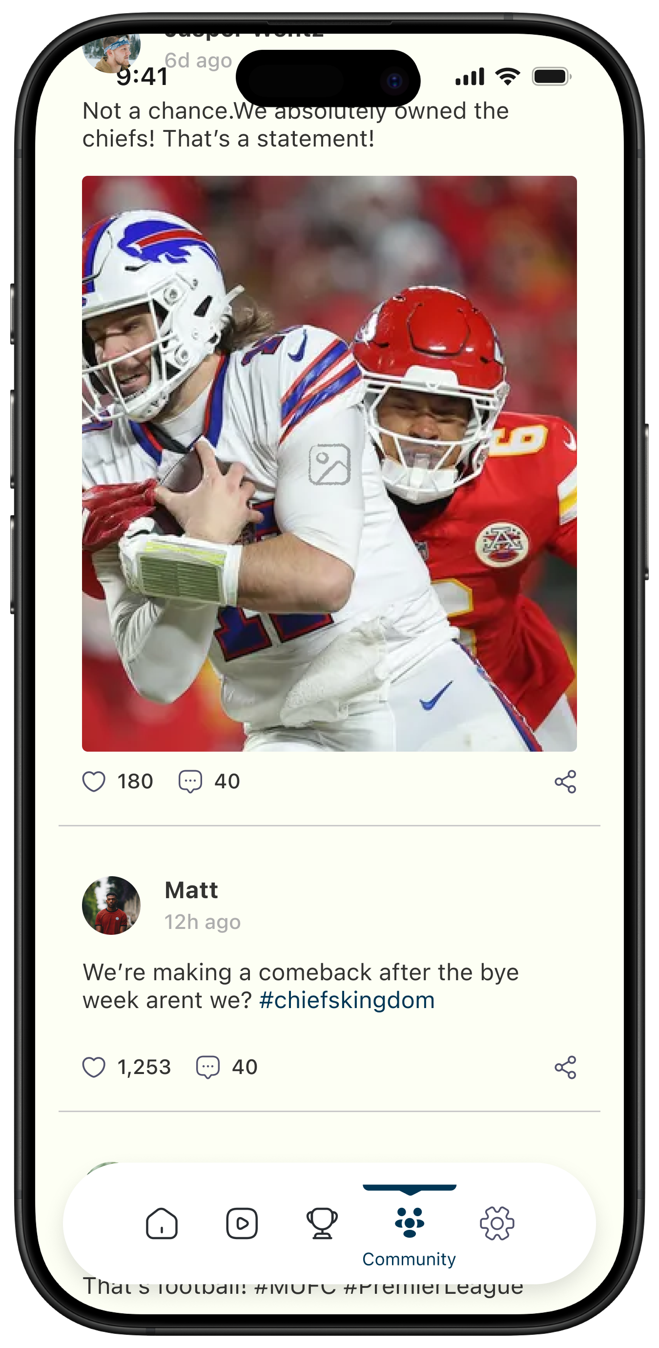 Final community feed design without heavy card treatment