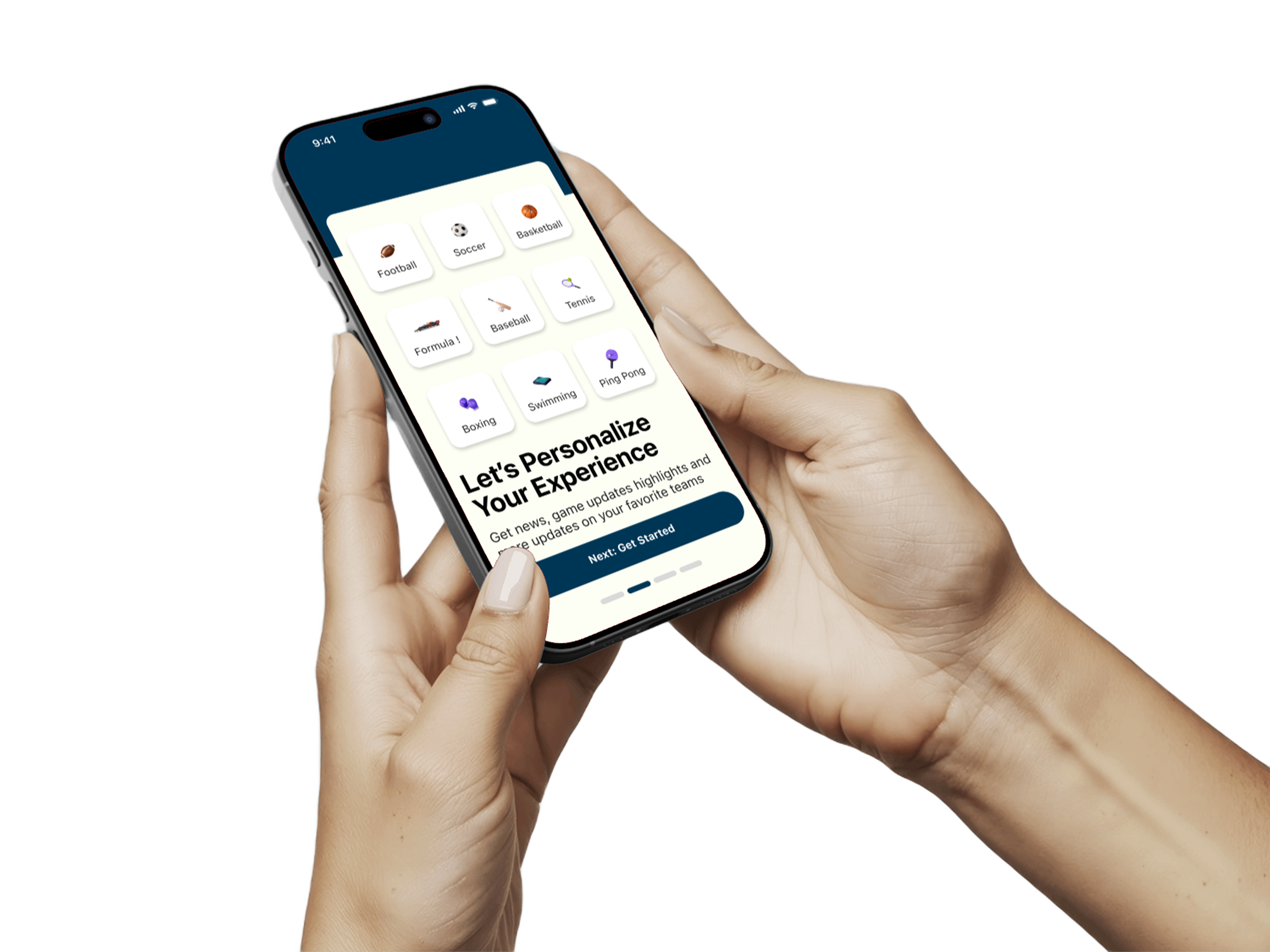 Greysports hand mockup screen
