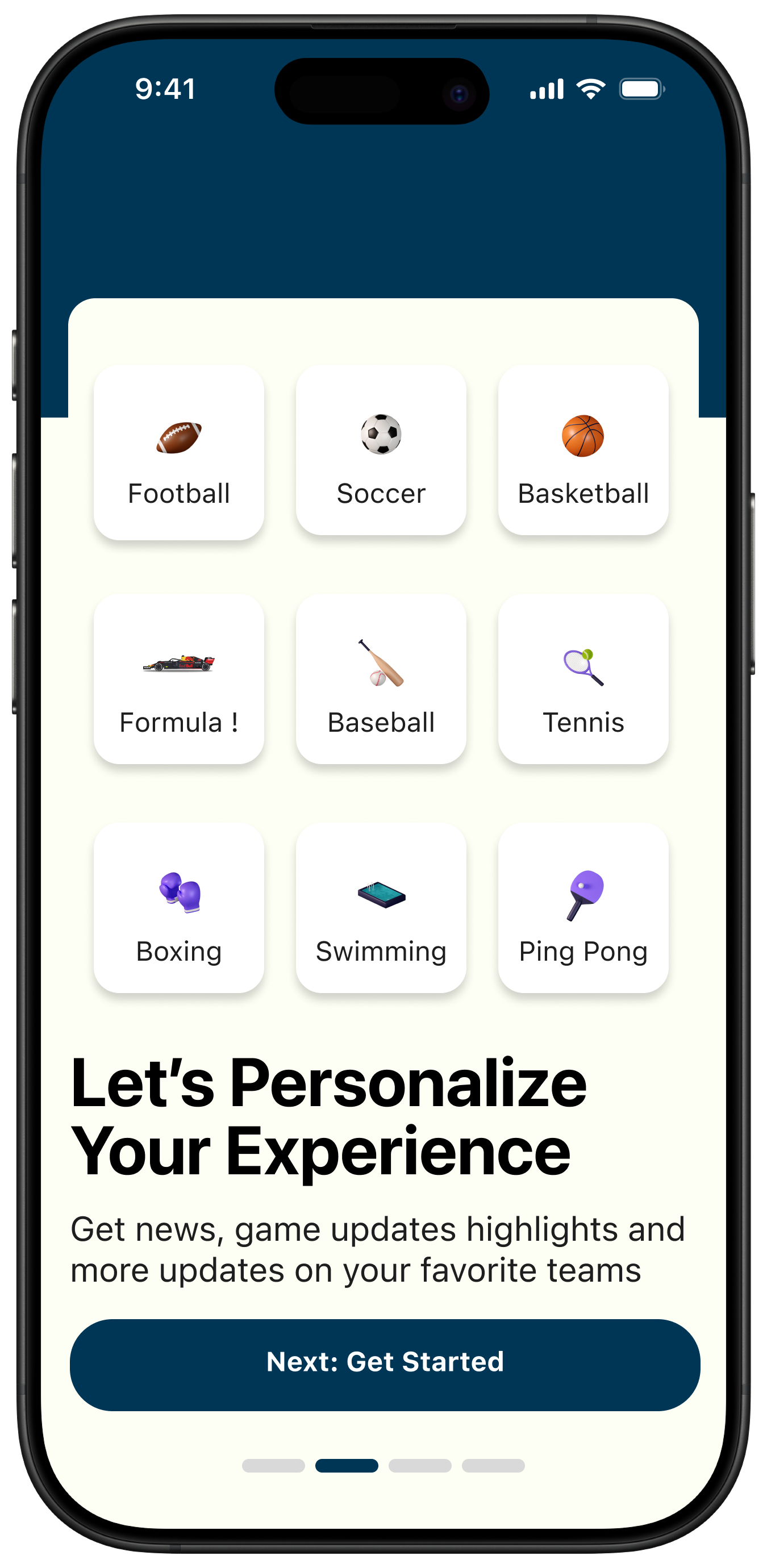 Next steps concept screen two for Greysports