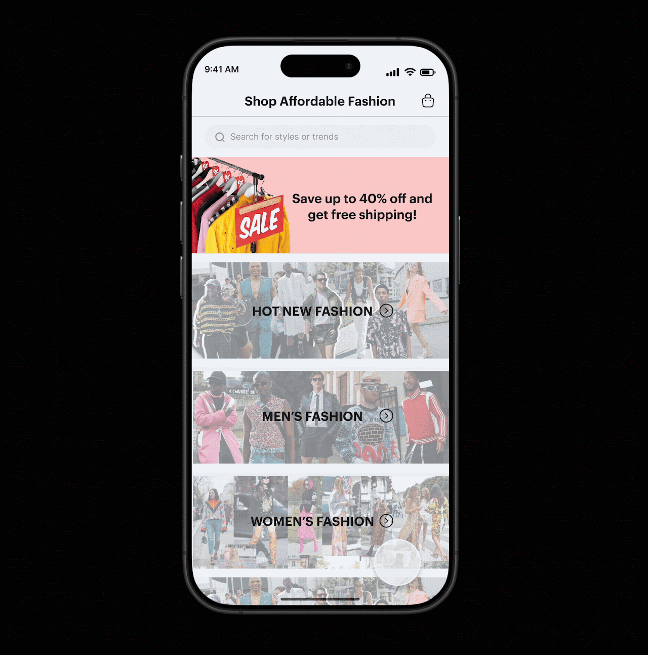 Animated SHEIN UI refinement walkthrough