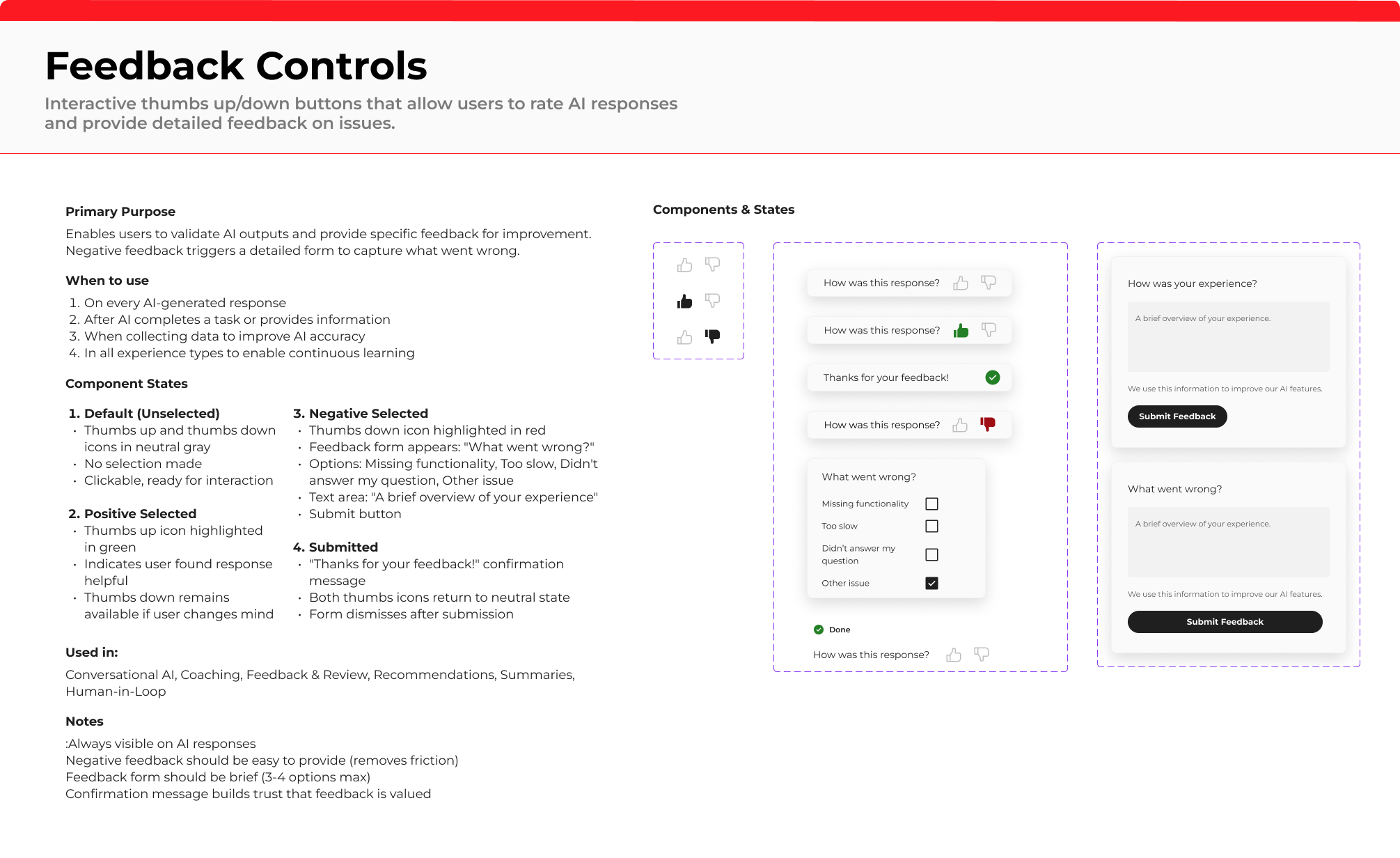 Feedback Controls component preview